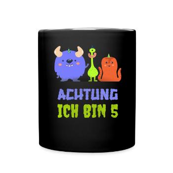 Niedliches Monster T-Shirt 5. Geburtstag Jungen 5 - Tasse einfarbig - Schwarz - Vorne