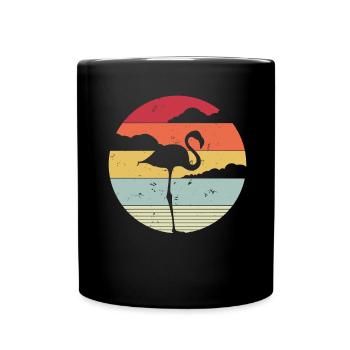 Vintage Retro Flamingo Herz Xmas Geschenk - Tasse einfarbig - Schwarz - Vorne