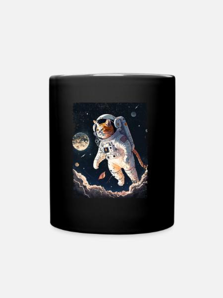Weltall Katze Spacecat Astronaut - Tasse einfarbig - Schwarz