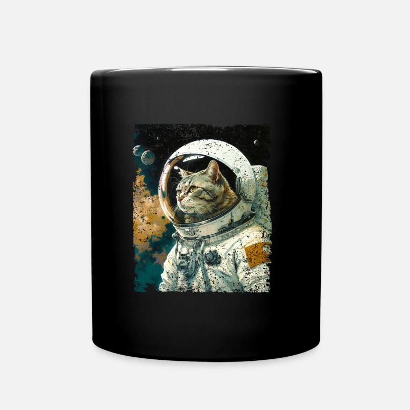 Spacecat Katze Astronaut Kater Weltall - Tasse einfarbig - Schwarz