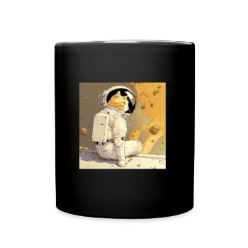 Weltall Spacecat Katze Astronaut Kater - Tasse einfarbig - Schwarz - Vorne
