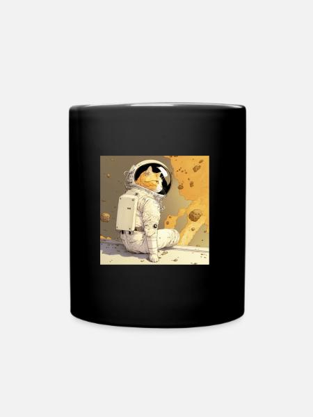 Weltall Spacecat Katze Astronaut Kater - Tasse einfarbig - Schwarz
