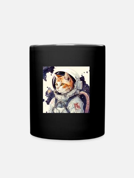 Kater Weltall Katze Astronaut Astrocat - Tasse einfarbig - Schwarz