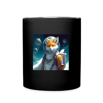 Spacefuchs Fuchs im All - Tasse einfarbig - Schwarz - Vorne