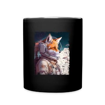 Spacefuchs Fuchs im All Raumanzug - Tasse einfarbig - Schwarz - Vorne