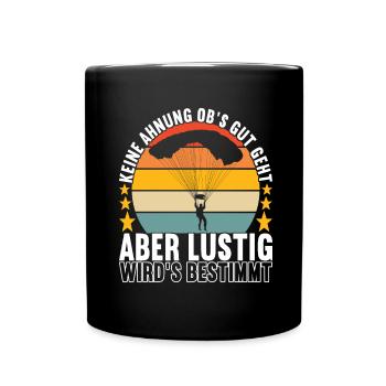 Fallschirmspringer Fallschirmsprung Skydiving - Tasse einfarbig - Schwarz - Vorne