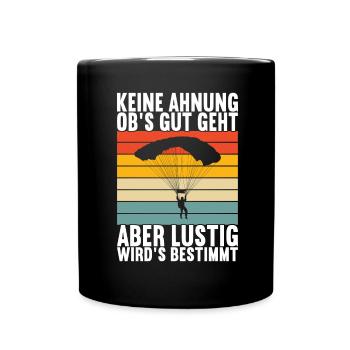 Fallschirmspringer Fallschirmsprung Skydiving - Tasse einfarbig - Schwarz - Vorne
