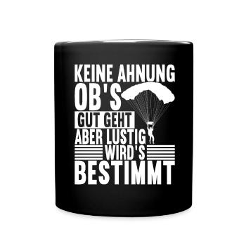 Fallschirmspringer Fallschirmsprung Skydiving - Tasse einfarbig - Schwarz - Vorne
