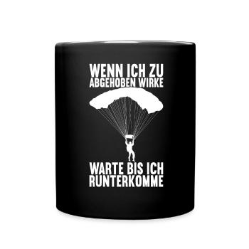 Fallschirmspringer Fallschirmsprung Skydiving - Tasse einfarbig - Schwarz - Vorne