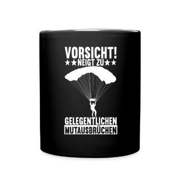 Fallschirmspringer Fallschirmsprung Skydiving - Tasse einfarbig - Schwarz - Vorne