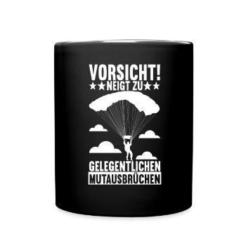 Fallschirmspringer Fallschirmsprung Skydiving - Tasse einfarbig - Schwarz - Vorne