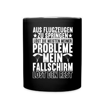 Fallschirmspringer Fallschirmsprung Skydiving - Tasse einfarbig - Schwarz - Vorne
