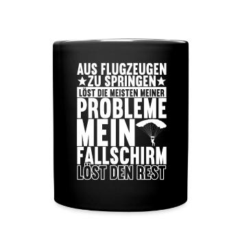Fallschirmspringer Fallschirmsprung Skydiving - Tasse einfarbig - Schwarz - Vorne