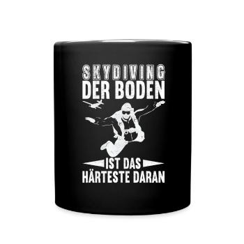 Fallschirmspringer Fallschirmsprung Skydiving - Tasse einfarbig - Schwarz - Vorne