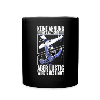 Fallschirmspringer Fallschirmsprung Skydiving - Tasse einfarbig - Schwarz - Vorne