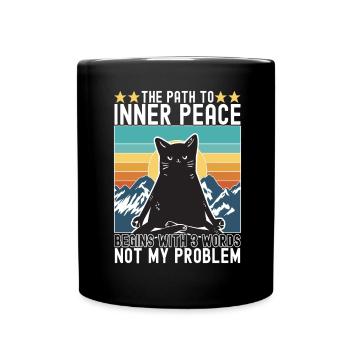 Yoga Meditation Cat - Full Colour Mug - black - Front