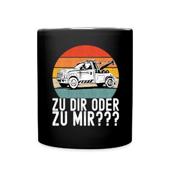 Abschleppwagen Abschleppdienst - Tasse einfarbig - Schwarz - Vorne