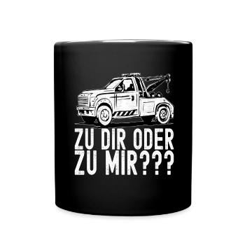 Abschleppwagen Abschleppdienst - Tasse einfarbig - Schwarz - Vorne