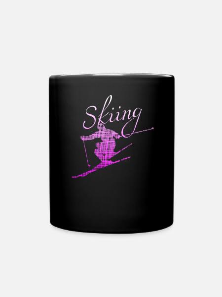 Skiing skiing - Tasse einfarbig - Schwarz