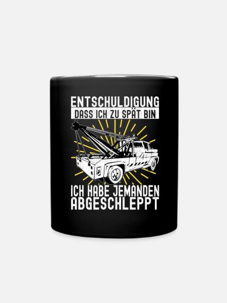 Abschleppwagen Abschleppdienst - Tasse einfarbig - Schwarz