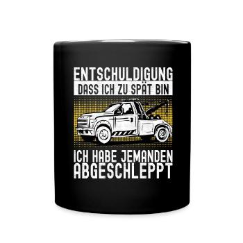 Abschleppwagen Abschleppdienst - Tasse einfarbig - Schwarz - Vorne
