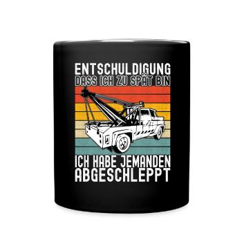 Abschleppwagen Abschleppdienst - Tasse einfarbig - Schwarz - Vorne