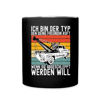 Abschleppwagen Abschleppdienst - Tasse einfarbig - Schwarz - Vorne