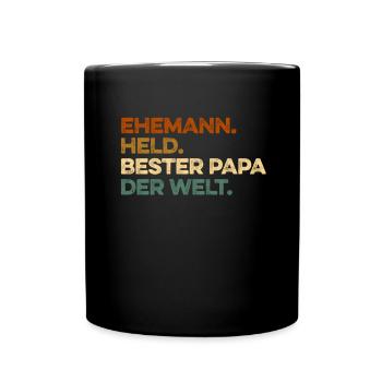 Held Bester Papa Mann Der Welt Held Bester Ehemann - Tasse einfarbig - Schwarz - Vorne