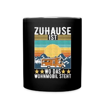 Camping Wohnmobil - Tasse einfarbig - Schwarz - Vorne