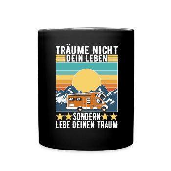 Camping Wohnmobil - Tasse einfarbig - Schwarz - Vorne