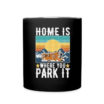 Camping Wohnmobil - Tasse einfarbig - Schwarz - Vorne