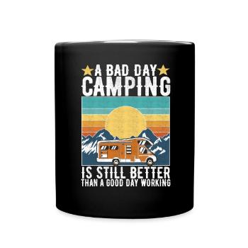 Camping Wohnmobil - Tasse einfarbig - Schwarz - Vorne