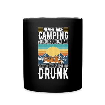 Camping Wohnmobil - Tasse einfarbig - Schwarz - Vorne