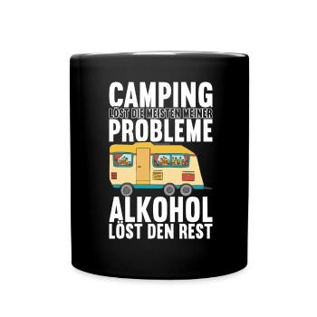 Camping Wohnmobil - Tasse einfarbig - Schwarz - Vorne