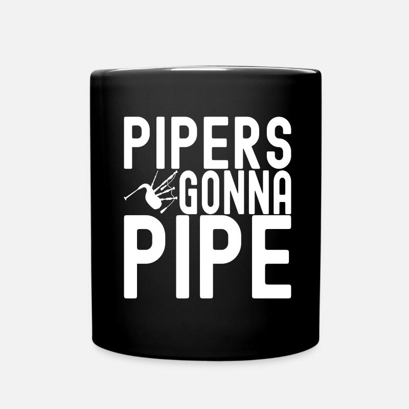 Bagpipes Bagpipers - Full Colour Mug - black
