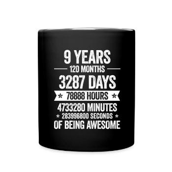 9 Years Awesome Decoration Birthday Gift Funny - Full Colour Mug - black - Front