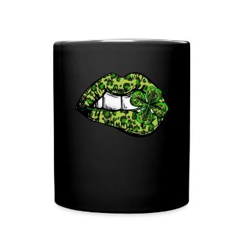 Irlande irlandaise Trèfle Lèvres vertes Saint-Patrick - Mug uni - noir - Devant