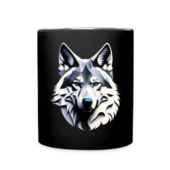 Wolf mit blauen Augen - Tasse einfarbig - Schwarz - Vorne