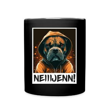Hund Bulldogge Morgenmuffel Sarkasmus Kollege - Tasse einfarbig - Schwarz - Vorne