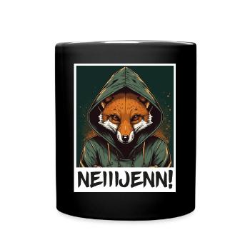 Fuchs Hoodie Morgenmuffel Sarkasmus Kollege - Tasse einfarbig - Schwarz - Vorne