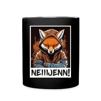 Fuchs Hoodie Morgenmuffel Sarkasmus Kollege - Tasse einfarbig - Schwarz - Vorne