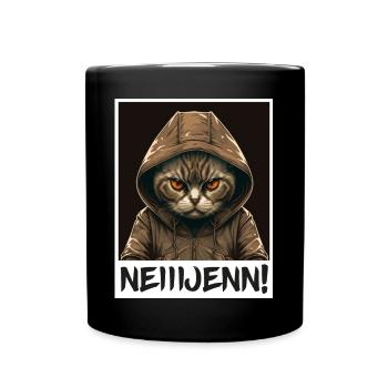 Nein! Katze Büro Morgenmuffel Sarkasmus Kollege - Tasse einfarbig - Schwarz - Vorne