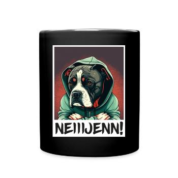 Nein! Hund Bulldogge Morgenmuffel Büro Kollege - Tasse einfarbig - Schwarz - Vorne