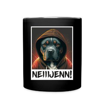 Nein! Hund Bulldogge Morgenmuffel Büro Kollege - Tasse einfarbig - Schwarz - Vorne