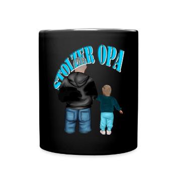 stolzer Opa - Enkel blond Kind Junge - Tasse einfarbig - Schwarz - Vorne