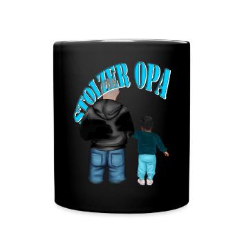 STOLZER OPA-Enkel schwarze Haare Junge Kind - Tasse einfarbig - Schwarz - Vorne