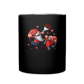 gnome pair of roses heart partner you him valentine's day - Full Colour Mug - black - Front