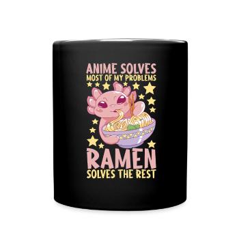 Anime Ramen Axolotl - Tasse einfarbig - Schwarz - Vorne