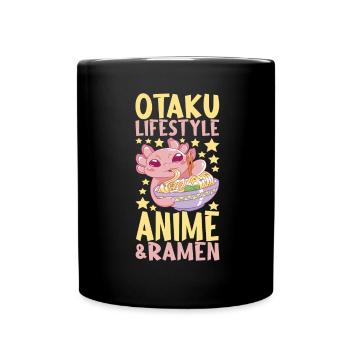 Anime Ramen Axolotl - Tasse einfarbig - Schwarz - Vorne