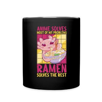 Anime Ramen Axolotl - Tasse einfarbig - Schwarz - Vorne